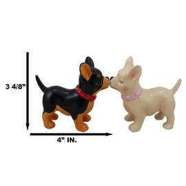 Ebros Gift Paco and Coco Kissing Chihuahua Couple Lovers Puppies Dogs Ceramic Salt and Pepper Shaker Figure Collectible Set Family Tree Dog Breeds Cute Animal Decorations