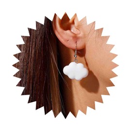 Enautoabs Cute Clouds Earrings Dangle White Resin Clouds Earrings Cute Puffy Clouds Drop Earrings Beautiful Clouds Shape Earrings Jewellery for Women, Zinc, No Gemstone