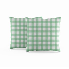 ggaimwf Gingham Pillow Cases 2 Pack 45x45cm Farmhouse Decorative Cushions Covers Pastel Checked Green Square Throw Pillow Covers for Sofa Couch Living Room Bedroom Home Decor Scatter Cushion Case