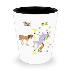 HollyWood & Twine Aunt Gift for Auntie Gifts Birthday Present from Niece from Nephew Pole Dancing Unicorn Ceramic Shot Glass