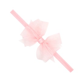 Wee Ones Girls' Organza Double Hair Bow on a Matching Elastic Band, 0-6 Months, Mini, Light Pink