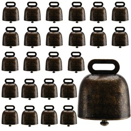 MAHIONG 25 Pack Grazing Copper Bells, Small Metal Cow Bells Loud Bronze Bell, Small Brass Bell Anti Lost Bells for Cow Horse Sheep Cattle, Bronze Black