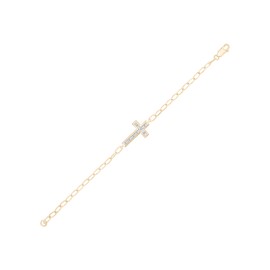 Timeless Love Diamond Accent Cross Link Bracelet in Sterling Silver With 14k Plating