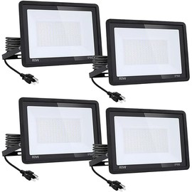 KsDhewi 4Pack-60W 6600LM Super Bright LED Flood Light with Excellent Color Restore Ability - Waterproof, Shatterproof, Energy Saving - Perfect for Indoor and Outdoor Use