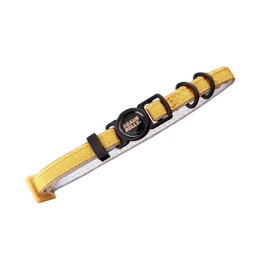 Beaus Bells - Recycled Cotton Cat Collar | Reflective, Anti-Fray, Water-Repellent, Breakaway Buckle (Honey, Collar)