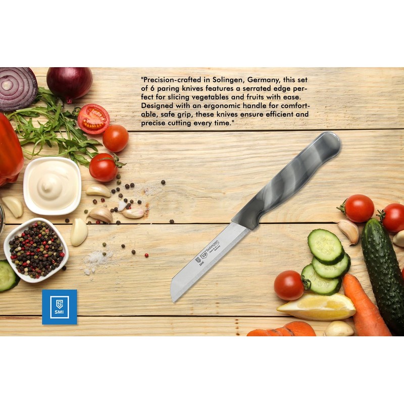 SMI - 6 Pcs Paring Knife Set Serrated Edge, Vegetable