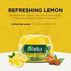 Vatika Naturals Hair Cream - Refreshing Lemon (210ml) | Enriched with Lemon, Tea Tree & Almond for Naturally Stylish, Problem-Free Hair