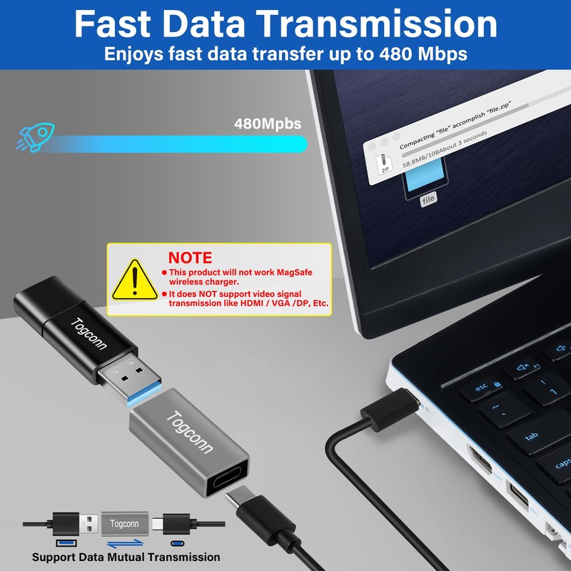 Togconn USB C to USB 3.0 Adapter (2 Pack),USB Type-C