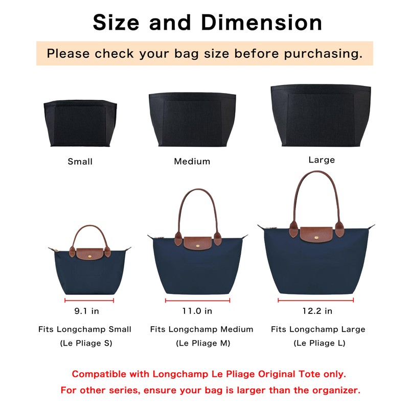 ATSEKTZ Purse Organizer Insert for Longchamp Le Pliage Tote Bag,