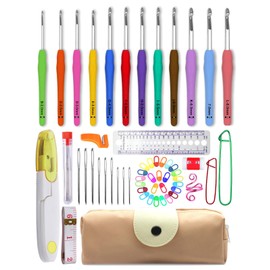 12 Sizes Crochet Hooks Set,55Pcs Ergonomic Crochet Hooks Kit for for Beginners,2-8mm Yarn Crochet Hooks for Arthritic Hands with Case Soft Grip Handles Small and Large Crochet Needle Set