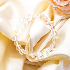 Kyozudou Natural Crystal x Natural Stone Power Stone Bracelet, Stone, Rutilated Quartz