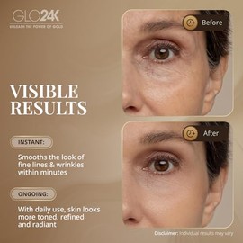 GLO24K Crema de estiramiento facial instantánea con oro de 24k, antiarrugas de acción rápida no quirúrgica