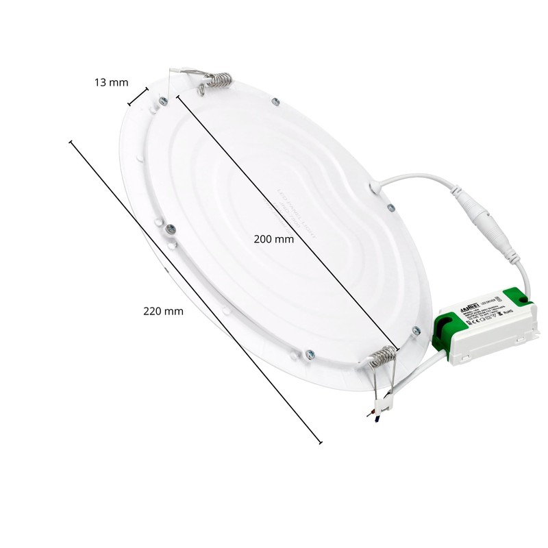 JANDEI - Downlight LED 18W Round 3000K/4200K/6000K Flat White Frosted