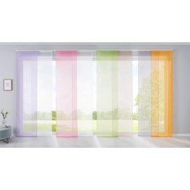 Gardinenbox 85589N Sliding Curtain Panel Curtain Voile H x W 245 x 60 cm Grey Complete with Panel Carrier Weight Bar