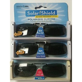 3 Solar Shield Clip-on Polarized Sunglasses Size 51 Rec 17 Black Frameless New