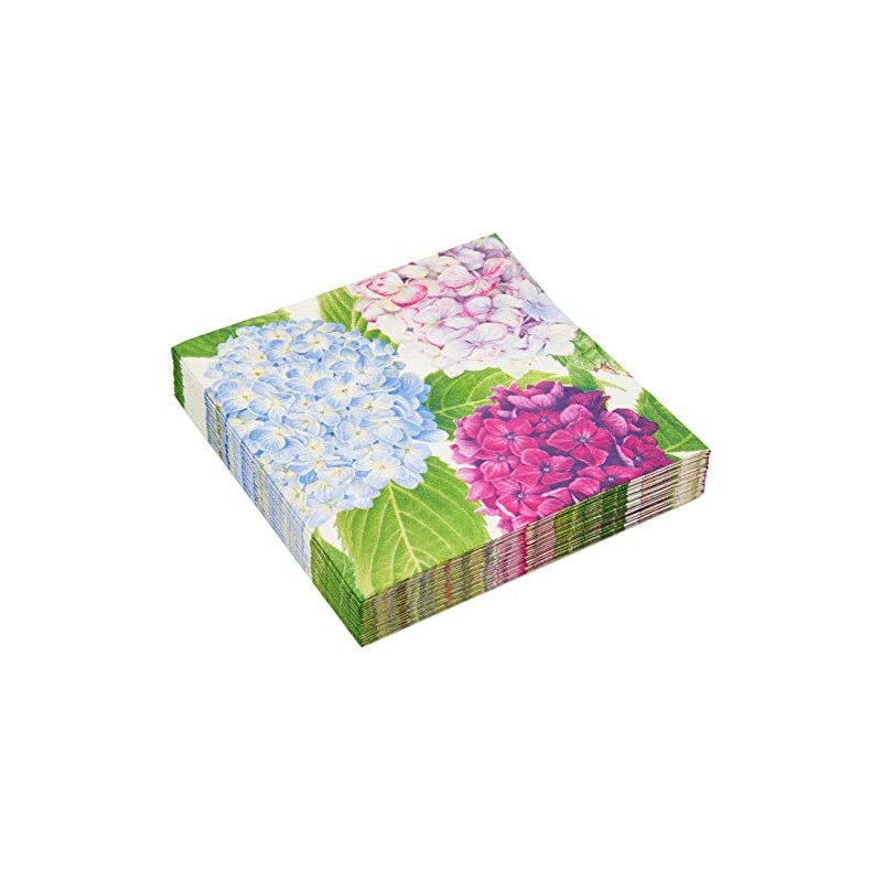 Caspari Hydrangea Garden Napkin Luncheon, Confezione da 20, Carta, Blu,