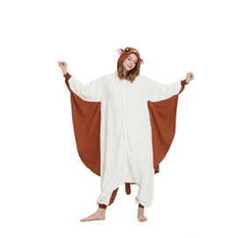 Zinuods Women Men Adult Flying Squirrel Animal Cosplay Onesie Costume Pajamas M