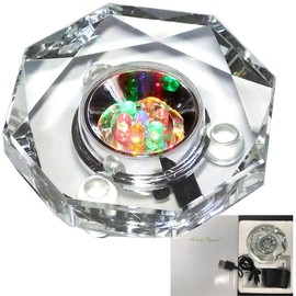Amlong Crystal 7 LED Colored Lights Illuminated Octagon Crystal Display Stand