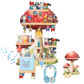 RZYLKA Mushroom for Tonies Box Organizer Storage Shelf Wall Mounted, Magnetic Floating Shelves for Toniebox, Tonies Characters, Earphones, Display Collection 30~40 Characters
