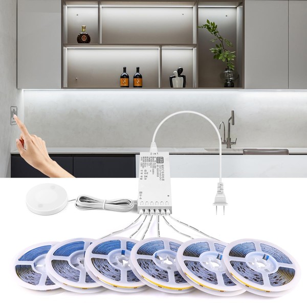 tlinkosta Cabinet Light COB LED Strip Lights 6-in-1 Dimmable Touch