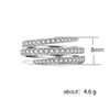 Cuteshop 925 Sterling Silver Shiny Full Diamond Ring Three Rows