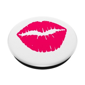 White Background Bright Pink Lipstick Kiss