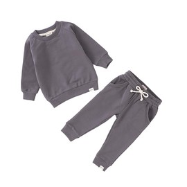 Organic Cotton Baby Jogger Set, Unisex Boys & Girls Neutral 2-Piece Matching Sweatshirt and Pants Outfit with Pockets (Graphite, 2T)