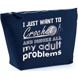Hippowarehouse I Just Want To Crochet And Ignore All My Adult Problems printed make up cosmetic wash bag 18x19x9cm