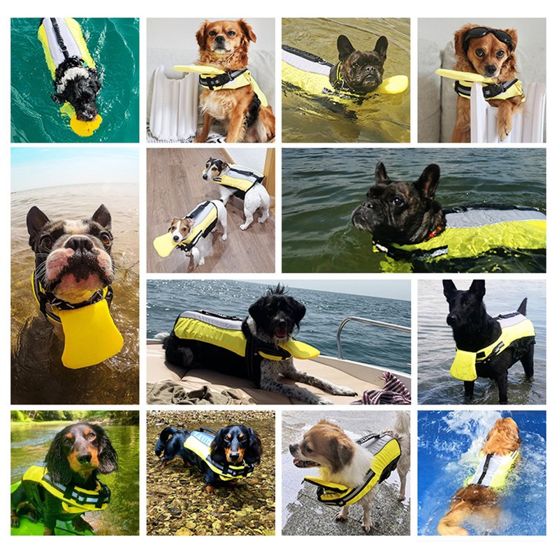 Dog Life Jackets with Handle Reflective Stripes Adjustable Fit Foldable