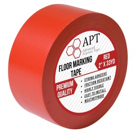 APT, PVC Marking Tape, Premium Vinyl Safety Marking and Dance Floor Splicing Tape, 6 mil Thick, 2'' Width X 33 Yds Length (1, Red 2"x33Yd)