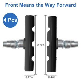 Ruayia Brake Shoes for V-Brake, 2 Pairs Bicycle Brake Shoes 70 mm, High Braking Performance Brake Shoes for Side Pull Brake, V-Brake, 4 Pieces Brake Pads Brake Shoe Set with Bolts - Black