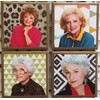 Golden Girls coasters with abstract backgrounds and gold trim