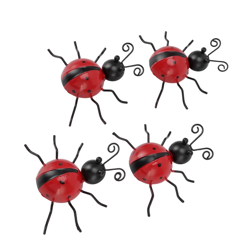 4Pcs Ladybug Wall Decoration Iron Ladybug with Black Spots Ladybug