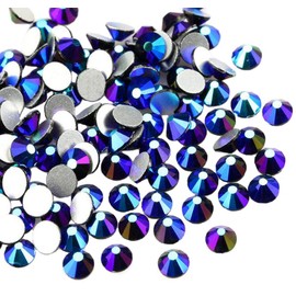 Jollin Glue Fix Crystal Flatback Rhinestones Glass Diamantes Gems for Nail Art Crafts Decorations Clothes Shoes(ss30 288pcs, Jet AB)