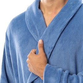 IZOD Men's Comfort-Soft Fleece Robe, Riviera Blue, One Size
