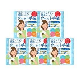 Shikoku Paper Sales Co., Ltd. No Bubble-Free Shampoo Wet Gloves (2 Pieces) Set of 5 Fruity Floral White