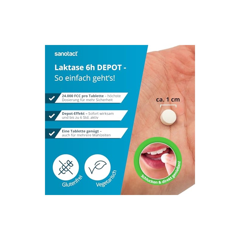sanotact Lactase 24,000 6h DEPOT (40 lactase tablets) • Lactose