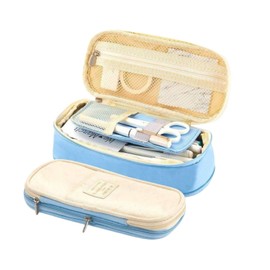 Estuche para Lápices, Lapicera de Capacidad Expandible con 4 Compartimientos, Lapiceras Escolares de Lona Organizador de Papelería para Escolar Oficina Trabajo
