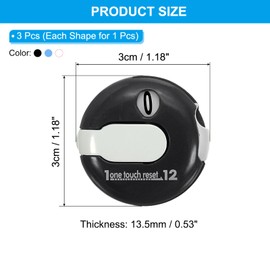 PATIKIL Golf Score Counter, 3 Pack Mini Golf Shot Stroke Attachment Counter Clicker Clip for Golfers Glove Bag Hat, Black White/White Pink/Sky Blue White