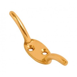 CLEAT HOOK CURTAIN BLIND TIE BACK SOLID BRASS 75MM WITH SCREWS ( pack 2 )