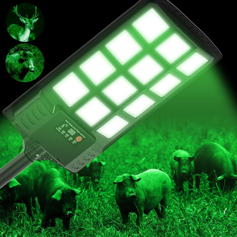 Hog Light for Night Hunting,22000LM Powered Feeder Light(Green) Solar Lights