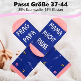 Belillpipi Gifts for Women, Funny Gifts for Mum, Colourful Socks with Saying, Funny Socks, Christmas Birthday Gift for Best Mum, Mother's Day Gift for Mum, MAMA MACHT BREAKE, FRAG PAPA
