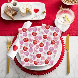 Horaldaily 100 Valentine Disposable Paper Decorative Guest Napkins, Pink Tiny Heart Hand Towel for Party Lunch Dinner Kitchen Bathroom