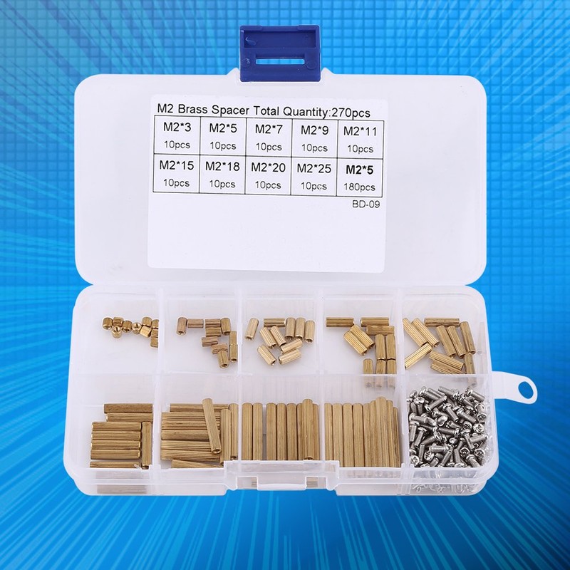 M2 Standoff, Female Brass Cylindrical Thread Standoff with Stainless Steel