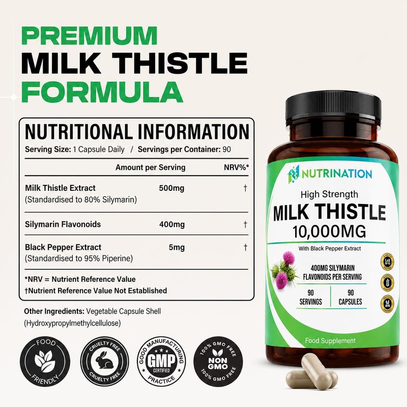 Milk Thistle Capsules - 80% Silymarin - 90 Capsules -