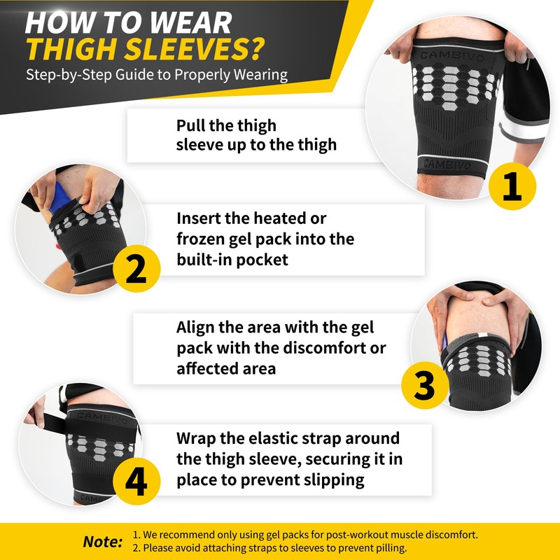 CAMBIVO Thigh Support Compression Tights 2 Pack with Hot &