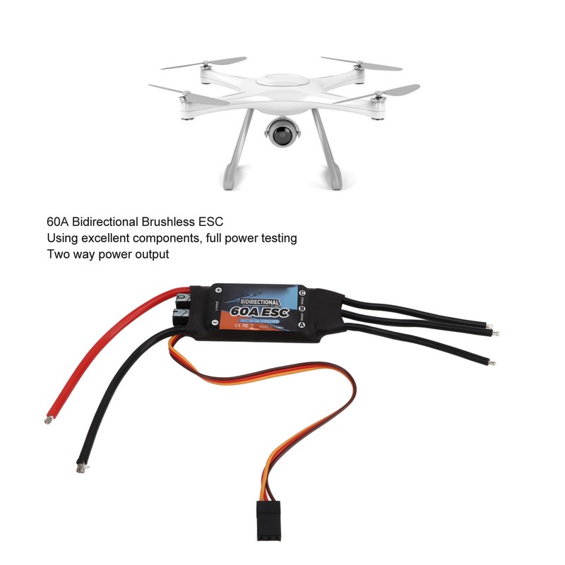 Black 60A Bidirectional Brushless ESC Rapid Response Brushless Electric Speed
