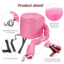Safety Portable Hair Dryer Bonnet Attachment for Hair Styling - Deep Pink
