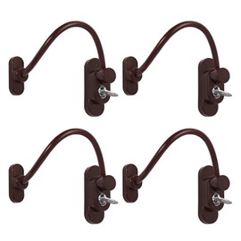 XFORT® 4 Pack Brown Lockable Window Restrictor with Key, 20cm Cable Length Restricts Windows to 100mm Opening to Prevent Injury Or Burglary, Durable Window Lock for Child Safety and Protection.