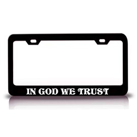 Customola in GOD WE Trust Christian Metal License Plate Frame Style 27 Black